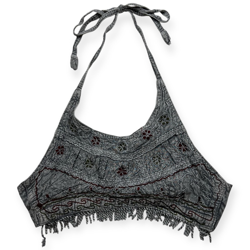 Vintage Cropped Tied Halter Top